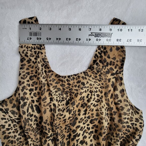 Moonlight Leopard Print Sleeveless Dress Medium brown Elastic Waist Lined Casual - Picture 6 of 11